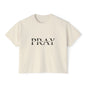 PRAY Script Women's Boxy Tee — Minimal Faith Graphic Crop T-Shirt
