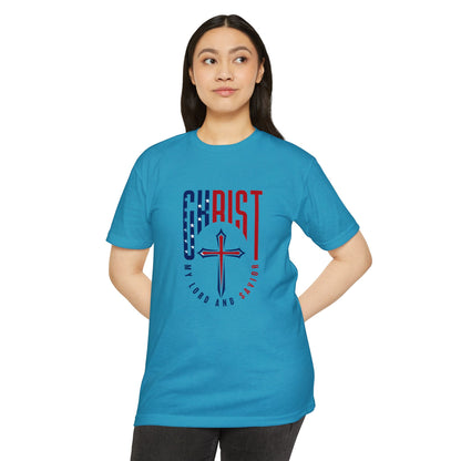 UNISEX Christ Cross T‑Shirt — My Lord and Savior Patriotic Christian Tee