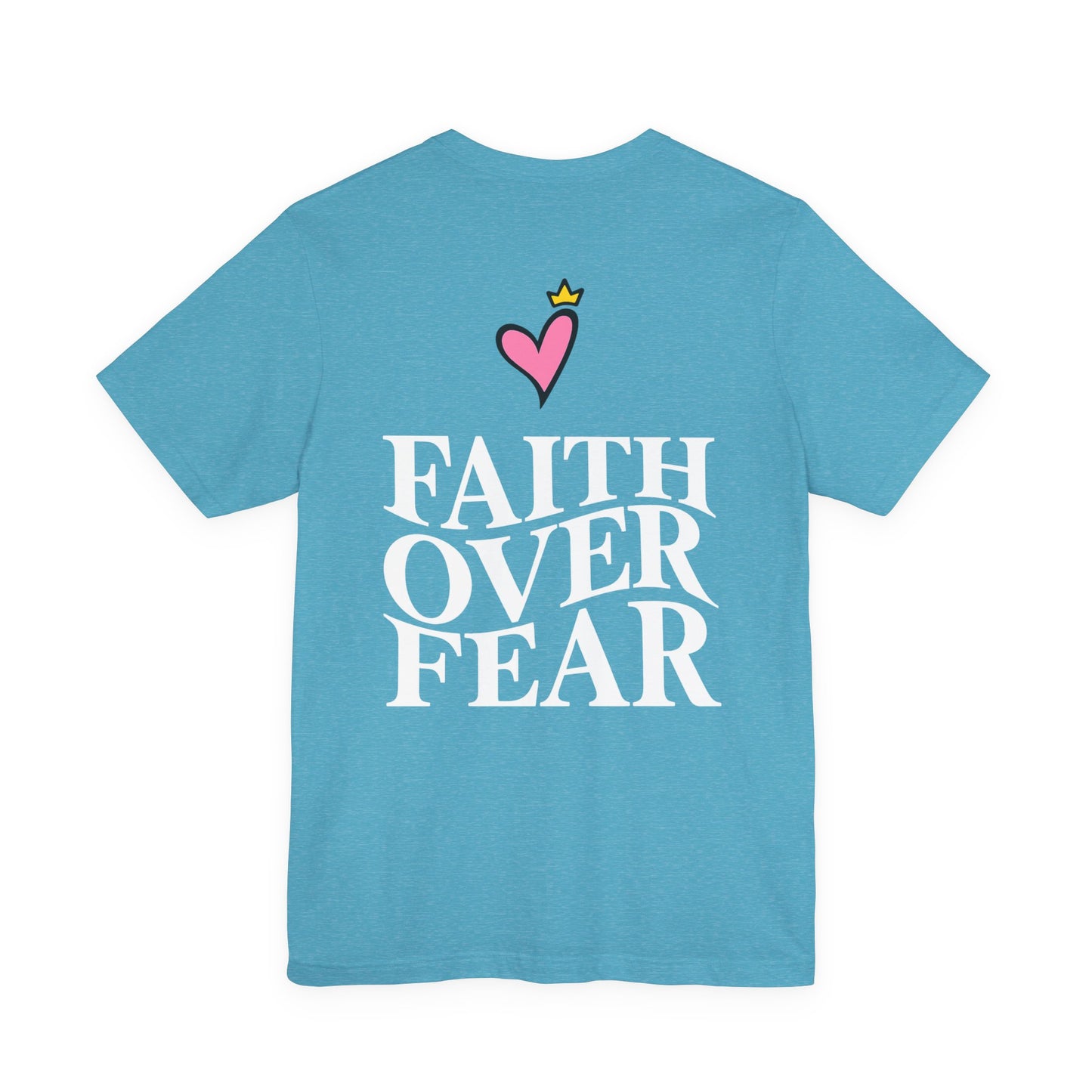 Faith Over Fear T-Shirt — "Saved by Grace" Christian Tee (Heart & Crown)