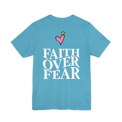 Faith Over Fear T-Shirt — "Saved by Grace" Christian Tee (Heart & Crown)
