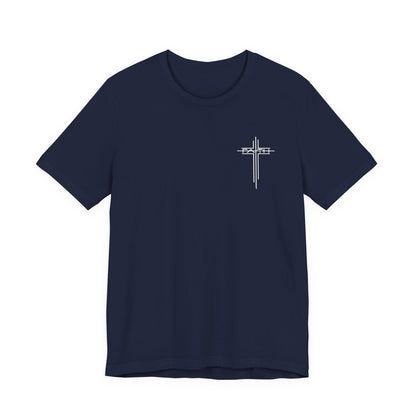 Christian Cross T‑Shirt — Subtle Back Cross Graphic Religious Tee