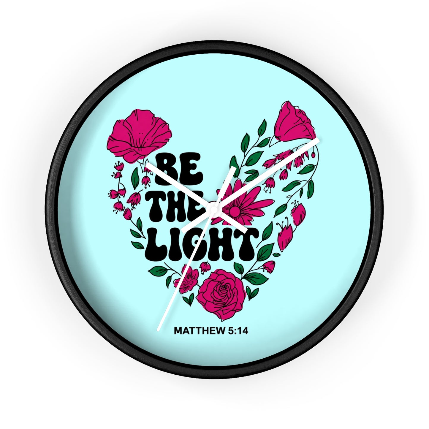 Be the Light Floral Wall Clock — Matthew 5:14 Inspirational Home Decor