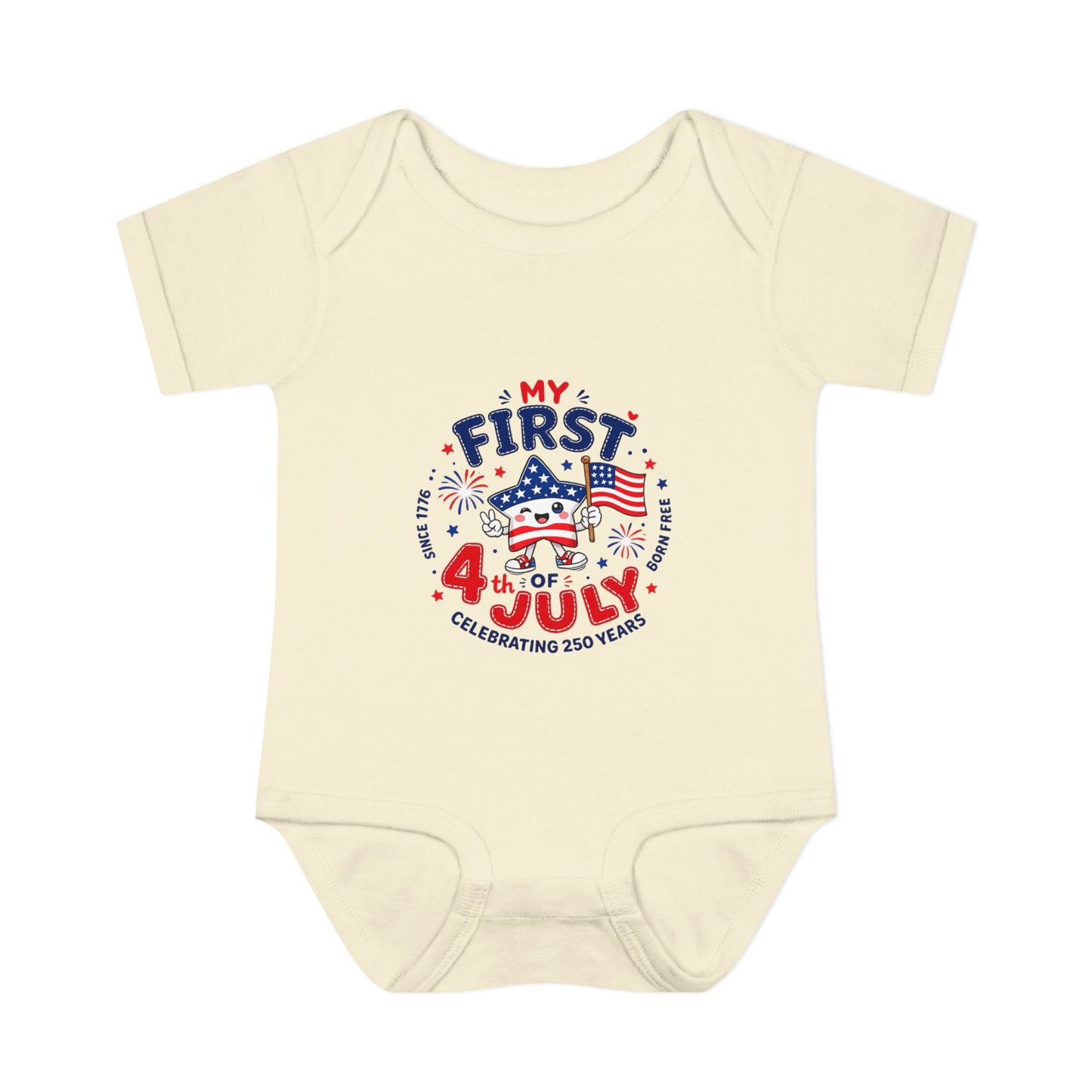 Baby Bodysuit – "My First 4th of July" Patriotic Infant Onesie