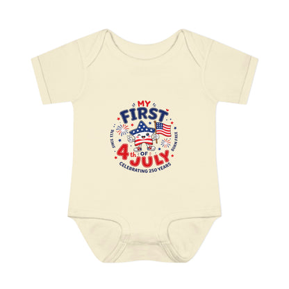 Baby Bodysuit – "My First 4th of July" Patriotic Infant Onesie