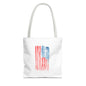 Patriotic Faith Tote Bag — Watercolor Flag with Cross & "Blessed By the Lord" Scripture