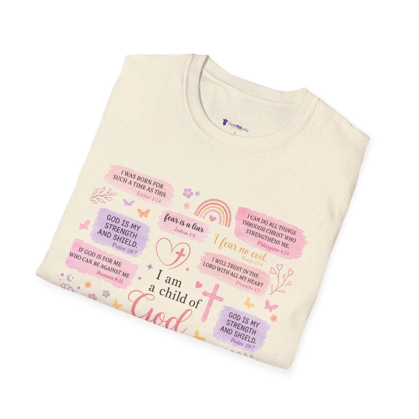 Christian Inspirational T-Shirt — “I am a child of God” Pink Scripture Tee