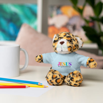 Jesus Rainbow Tee Teddy Bear - Plush Stuffed Animal with Faith Shirt