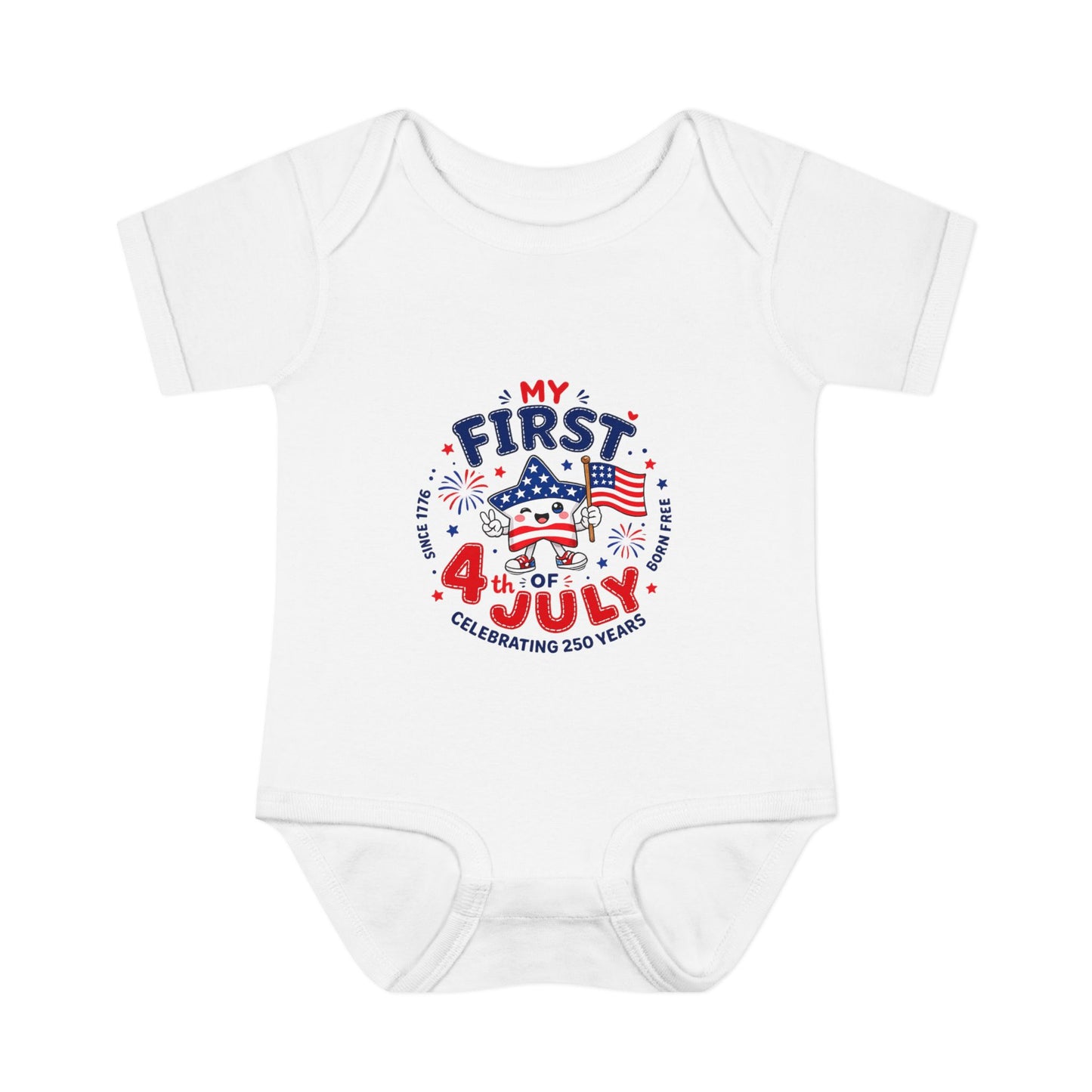 Baby Bodysuit – "My First 4th of July" Patriotic Infant Onesie