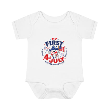 Baby Bodysuit – "My First 4th of July" Patriotic Infant Onesie