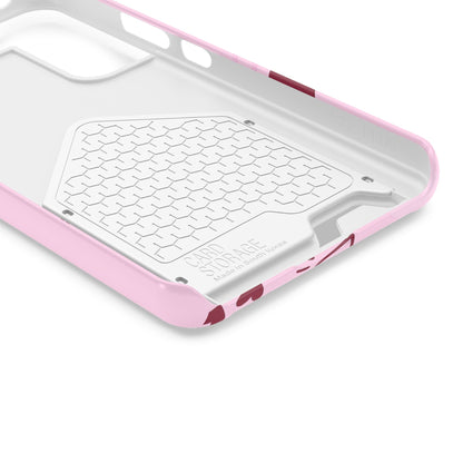 Pink "Child of God" Phone Card Case — Heart Pattern Religious Phone Case with Card Holder