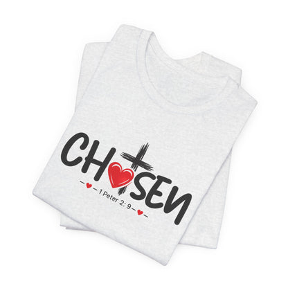 Chosen Cross Heart T-Shirt — Christian Faith Tee (1 Peter 2)