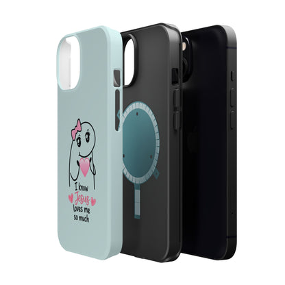 Christian Cute Heart Phone Case — "I Know Jesus Loves Me So Much" Magnetic Impact-Resistant Case