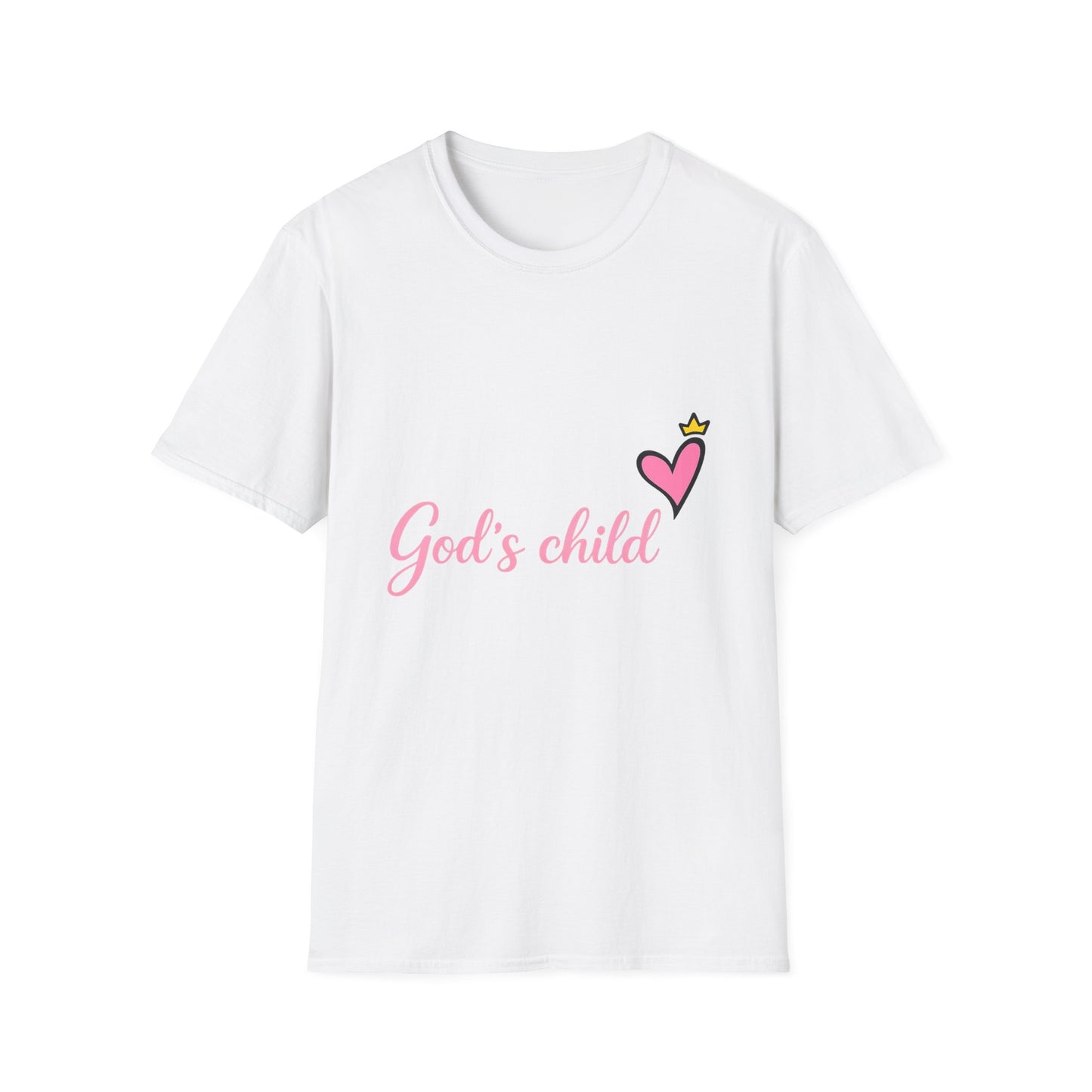 God's Child T-Shirt — Pink Heart Christian Faith Tee