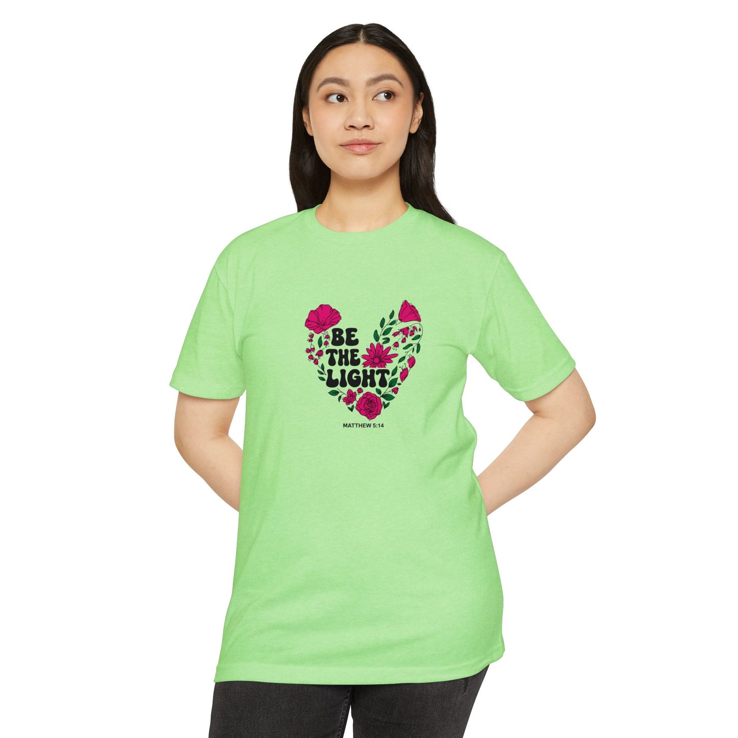 Be The Light Floral T-Shirt — Matthew 5:14 Inspirational Tee