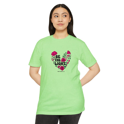 Be The Light Floral T-Shirt — Matthew 5:14 Inspirational Tee