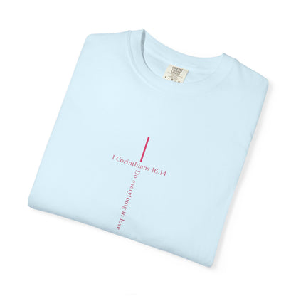 Minimalist Cross Tee — Subtle Vertical 'I Crossed Your Line' Graphic