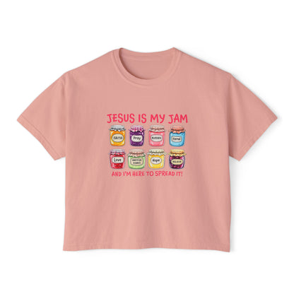 Jesus Is My Jam Women’s Boxy Tee — Cute Christian Faith Graphic Shirt