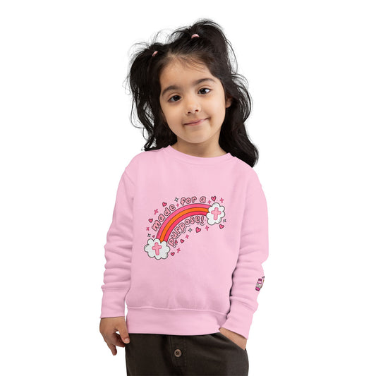 Toddler Sweatshirt — 'Made for a Purpose' Rainbow & 'God's Timing is Perfect' Pink Graphic