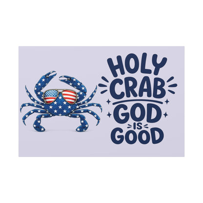 Patriotic Crab Canvas — "Holy Crab God Is Good" Wall Art