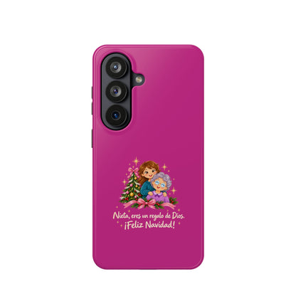 Magenta Christmas Grandma Phone Case — "Abuela, eres un regalo de Dios. ¡Feliz Navidad!" Magnetic Impact-Resistant