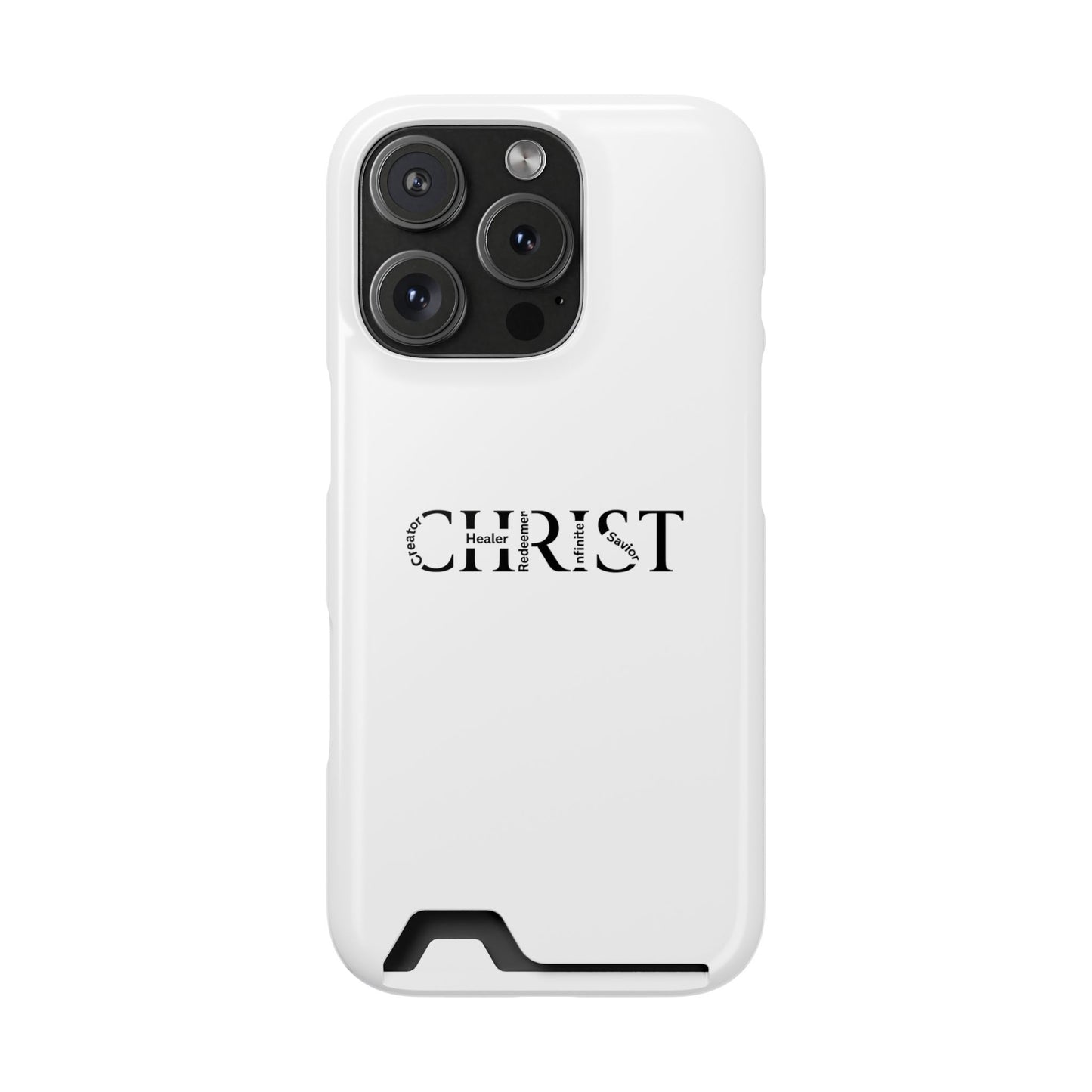 Christian Phone Card Case — Minimal 'CHRIST' Text Wallet Phone Case