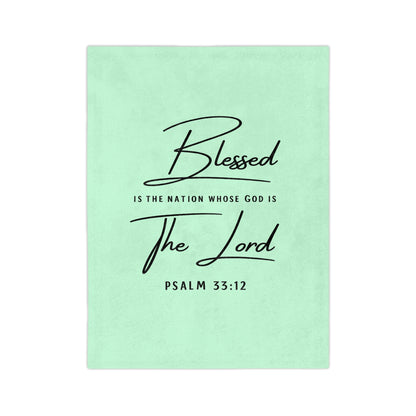 Blessed Is the Nation Psalm 33:12 Microfiber Blanket — Inspirational Christian Throw