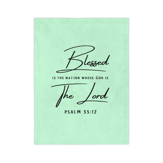 Blessed Is the Nation Psalm 33:12 Microfiber Blanket — Inspirational Christian Throw