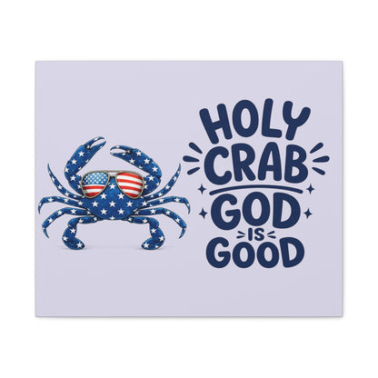 Patriotic Crab Canvas — "Holy Crab God Is Good" Wall Art