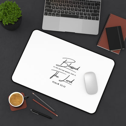 Blessed Is The Nation Desk Mat – Psalm 33:12 Scripture Desk Pad
