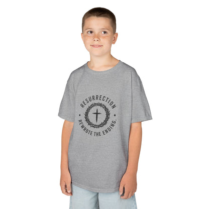 UNISEX KIDS Tee — 'Resurrection: He Wrote the Ending' Cross Graphic