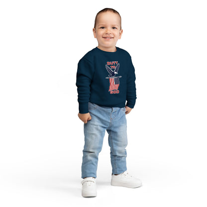 Toddler Sweatshirt - 'Duty to God' Patriotic Eagle & Flag