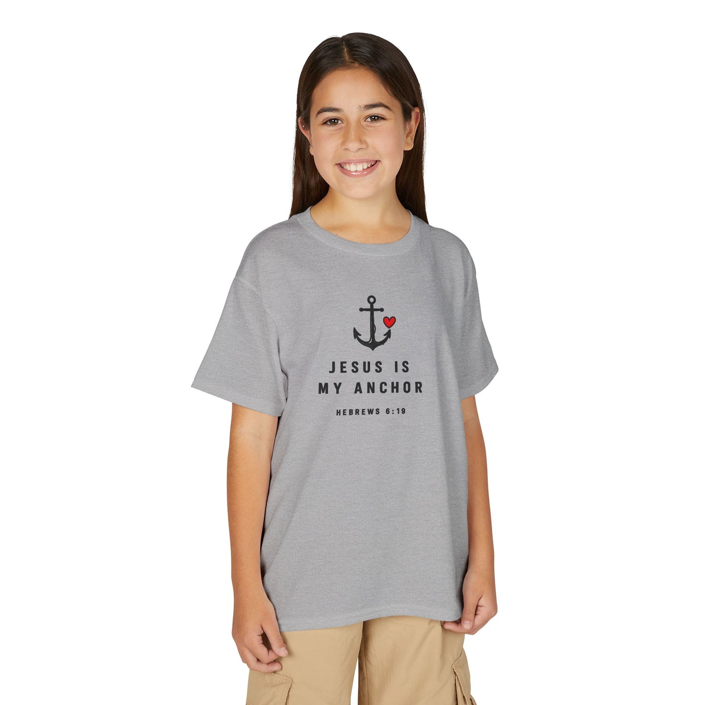 Youth T-Shirt — "Jesus Is My Anchor" Christian Kids Tee (Hebrews 6:19)
