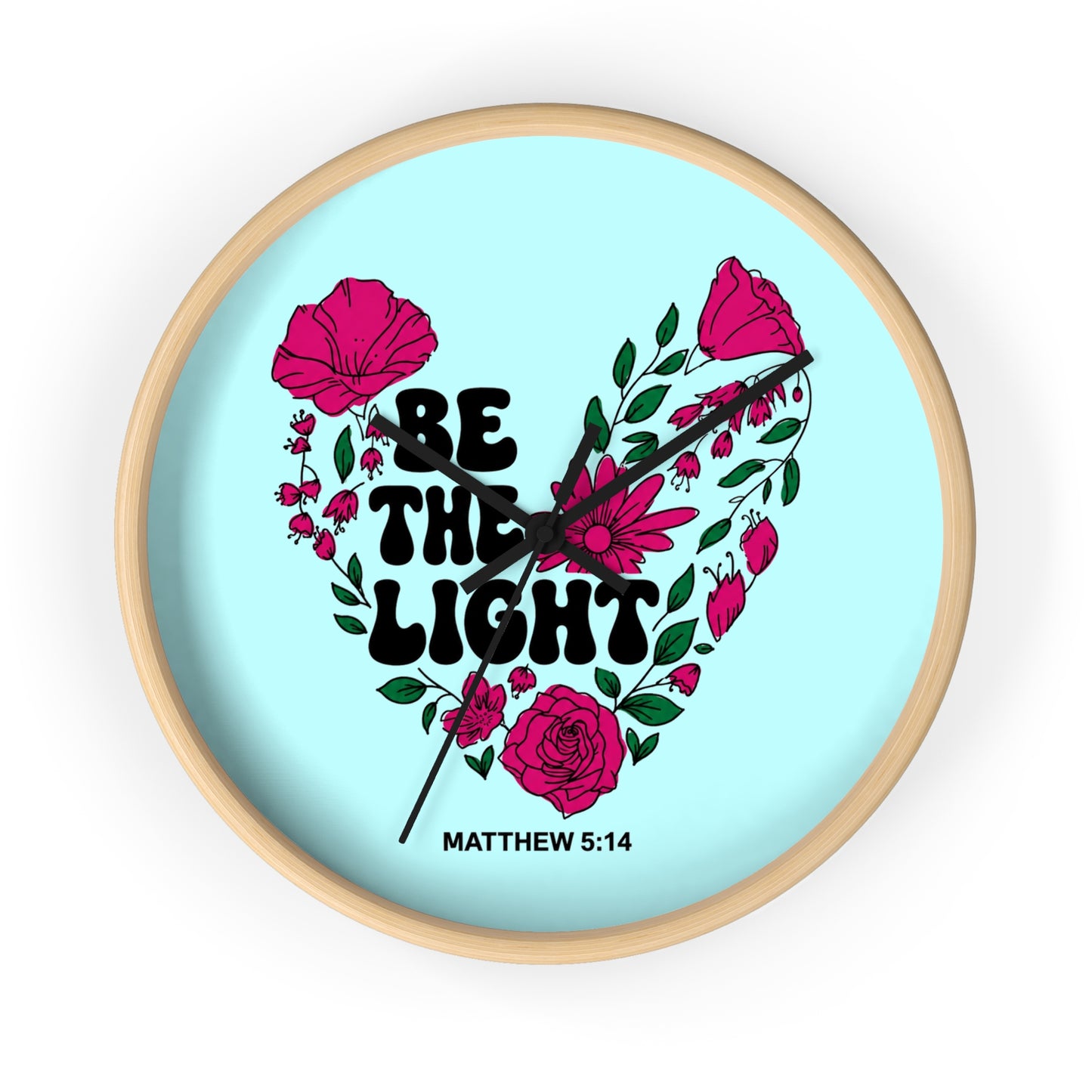 Be the Light Floral Wall Clock — Matthew 5:14 Inspirational Home Decor