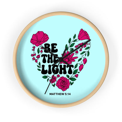 Be the Light Floral Wall Clock — Matthew 5:14 Inspirational Home Decor