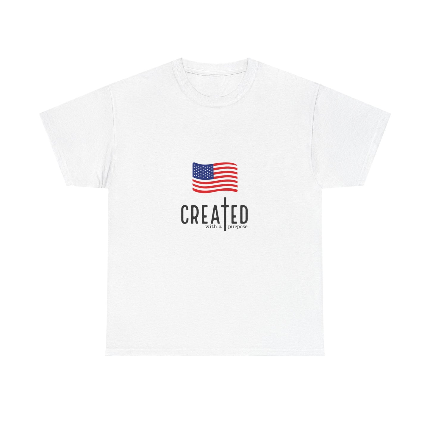 Created American Flag T‑Shirt — 'Created' Patriotic Graphic Tee