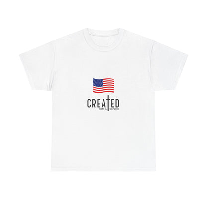 Created American Flag T‑Shirt — 'Created' Patriotic Graphic Tee