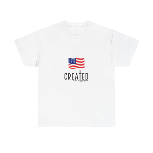 Created American Flag T‑Shirt — 'Created' Patriotic Graphic Tee