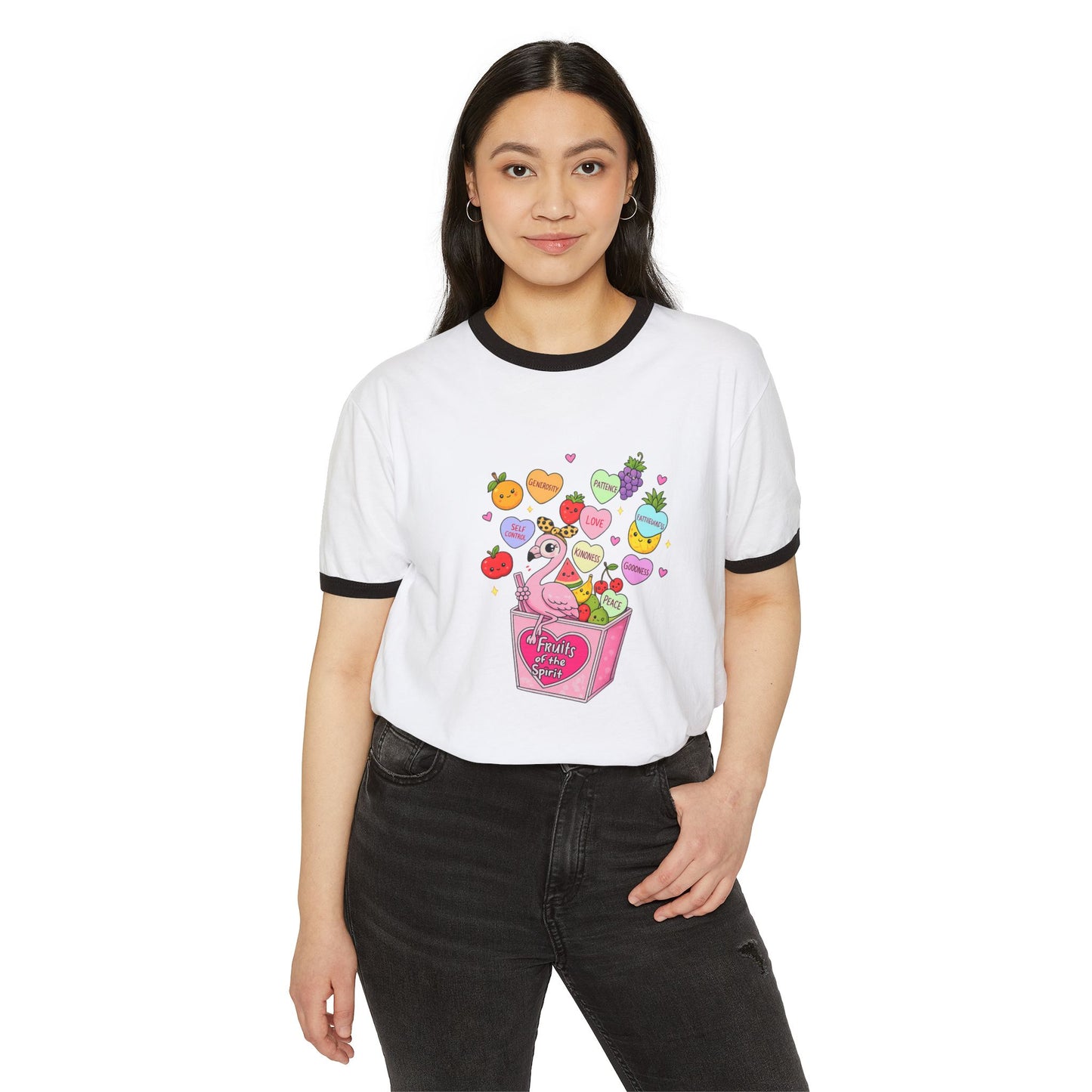 Fruits of the Spirit Ringer Tee — Cute Fruit & Candy Box Graphic