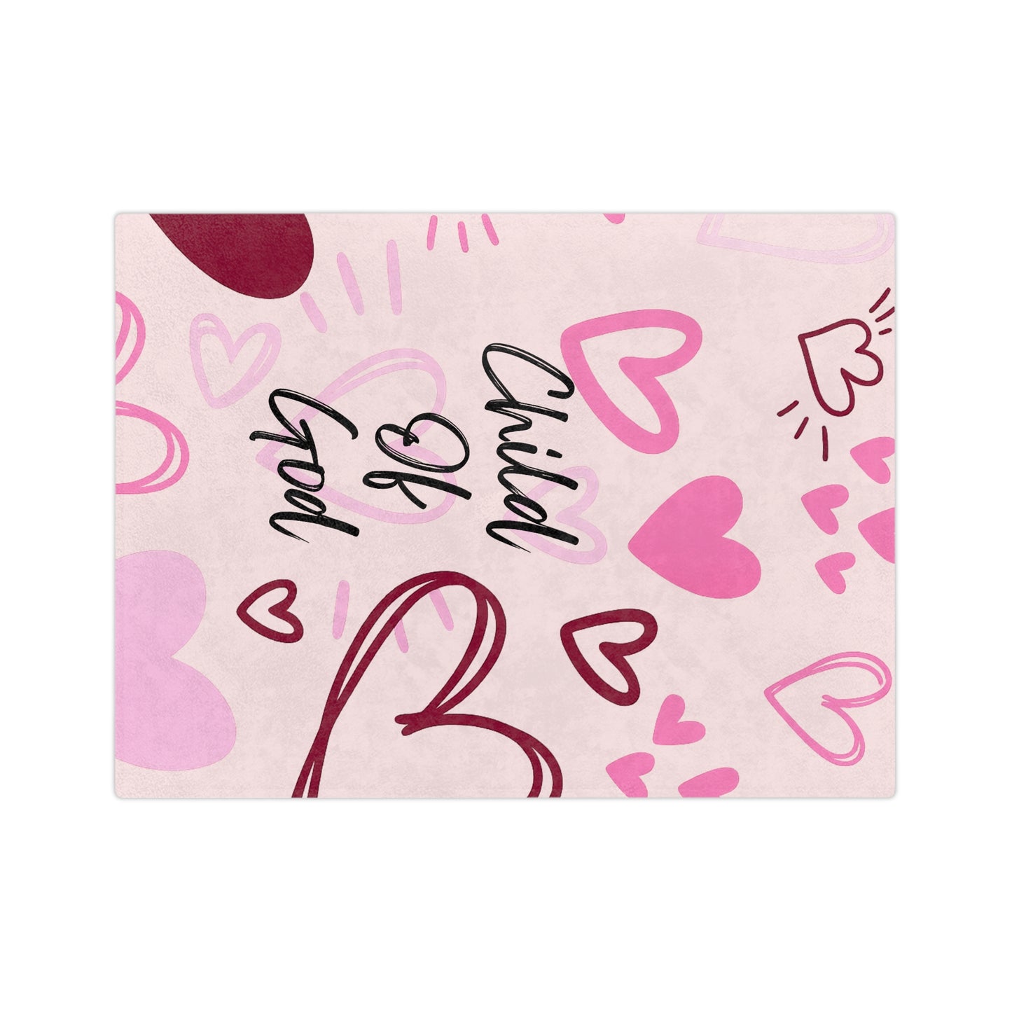 Child of God Heart Blanket — Pink Velveteen Microfiber Throw