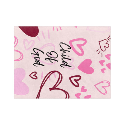 Child of God Heart Blanket — Pink Velveteen Microfiber Throw