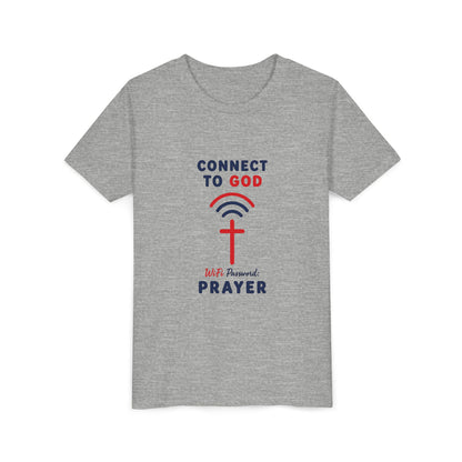 Youth Tee — "Connect to God" Prayer Wi-Fi Cross Shirt