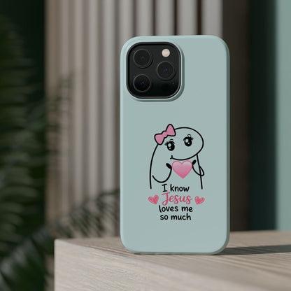 Christian Cute Heart Phone Case — "I Know Jesus Loves Me So Much" Magnetic Impact-Resistant Case