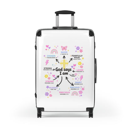 Suitcase — "God Says I Am" Inspirational Carry-On Luggage