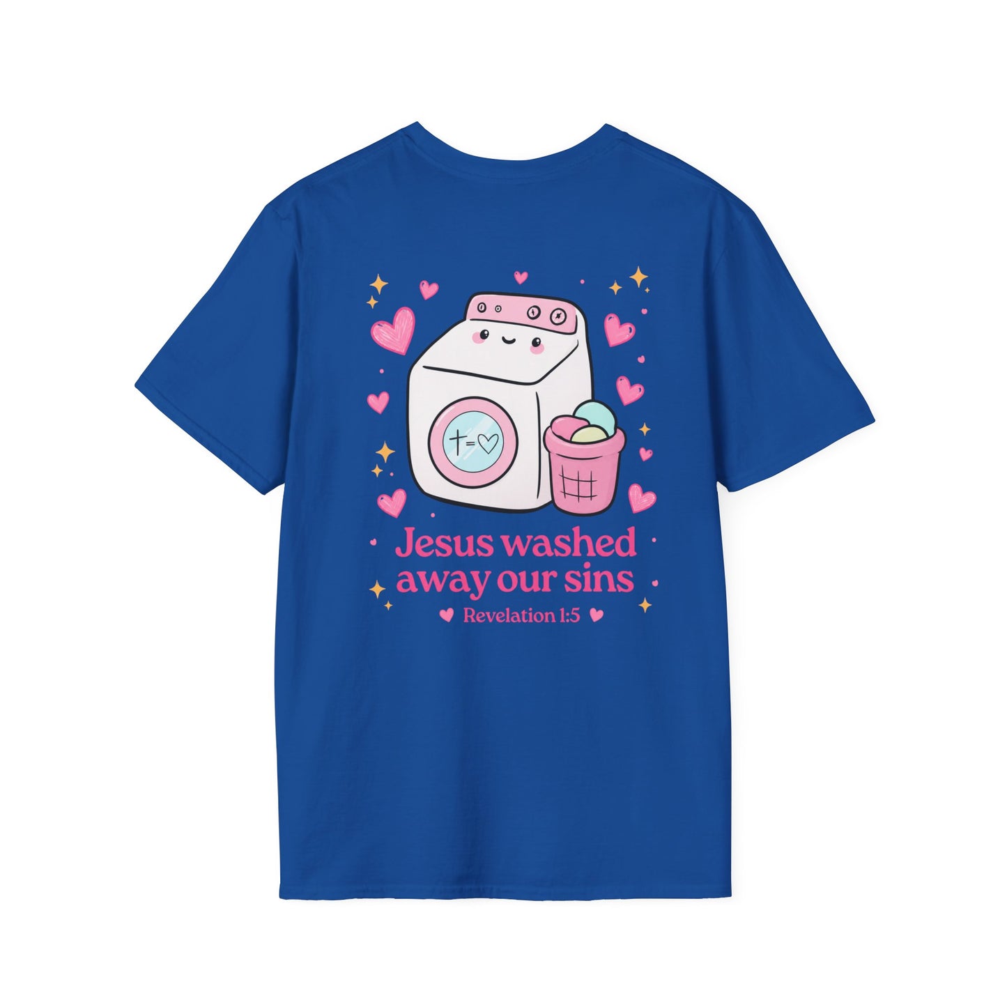 Christian T-Shirt – “Jesus Washed Away Our Sins” Cute Washing Machine Design