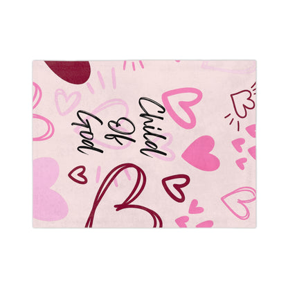 Child of God Heart Blanket — Pink Velveteen Microfiber Throw