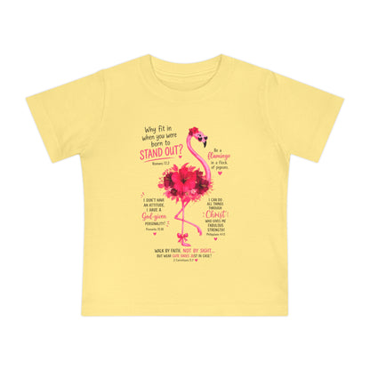 Baby T-Shirt — Pink Flamingo ‘Stand Out’ Christian Design (Jesus + Me)