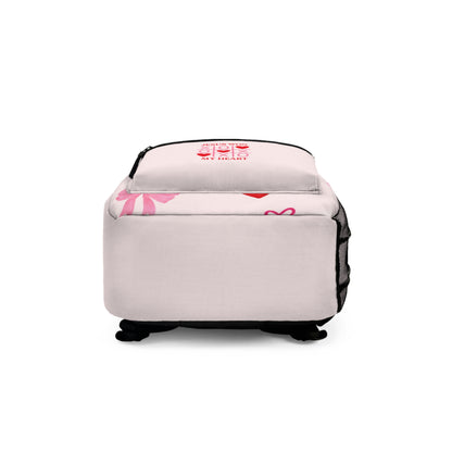 Backpack — Pink Valentine Christian Backpack “Jesus Won My Heart” with Bows & Hearts