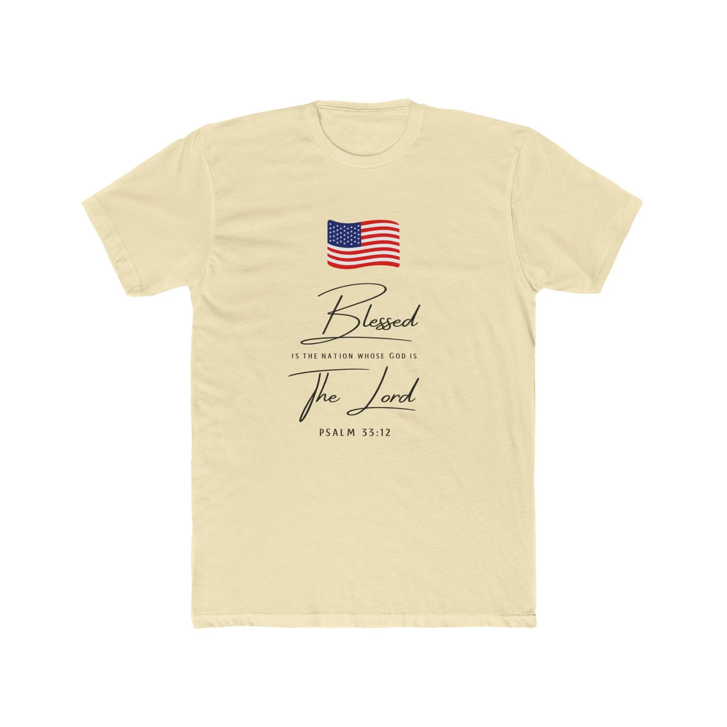 Blessed by the Lord American Flag T-Shirt — Psalm 55:12 Patriotic Christian Tee
