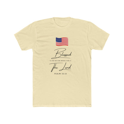 Blessed by the Lord American Flag T-Shirt — Psalm 55:12 Patriotic Christian Tee