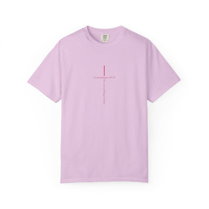 Minimalist Cross Tee — Subtle Vertical 'I Crossed Your Line' Graphic
